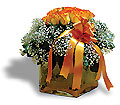 Sweden Wedding Sweden,:Orange roses in glass vase