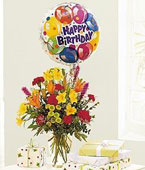 Romania Mixed Flowers Romania,,Romania:Birthday Mixed Balloon Bouquet