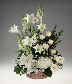 Italy Sympathy Italy,:Sympathy Basket arrangement of mixed white flowers